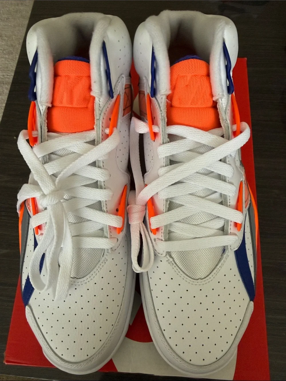 Men’s White and Orange Athletic Sneakers - Lightweight Sports Shoes
